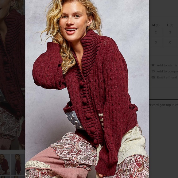 POL “ Luna ” POL Chenille Cardigan Sweater with American Flag Weave 68 - Picture 5 of 7